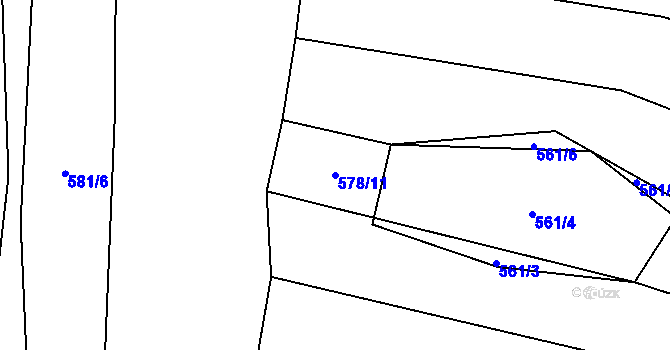 Parcela st. 578/11 v KÚ Nevězice, Katastrální mapa