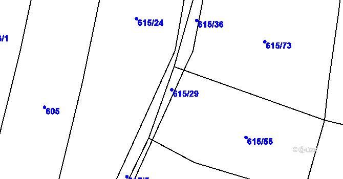 Parcela st. 615/29 v KÚ Nevězice, Katastrální mapa