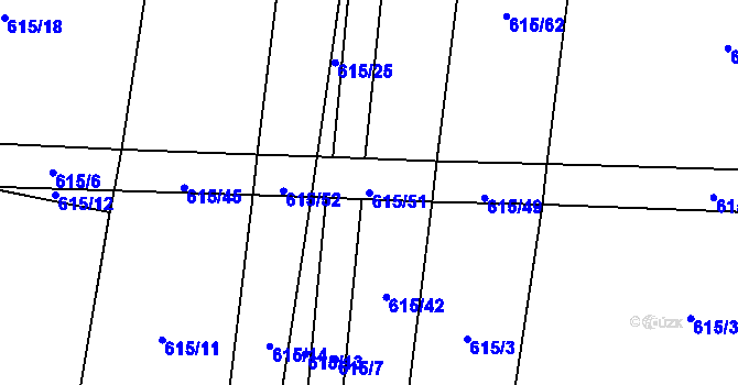 Parcela st. 615/51 v KÚ Nevězice, Katastrální mapa