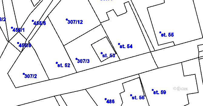 Parcela st. 53 v KÚ Nevid, Katastrální mapa