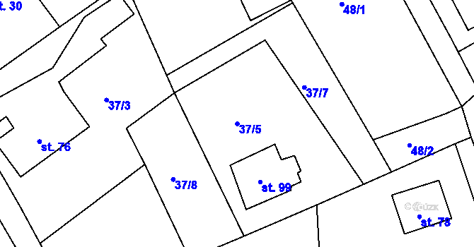 Parcela st. 37/5 v KÚ Nevid, Katastrální mapa