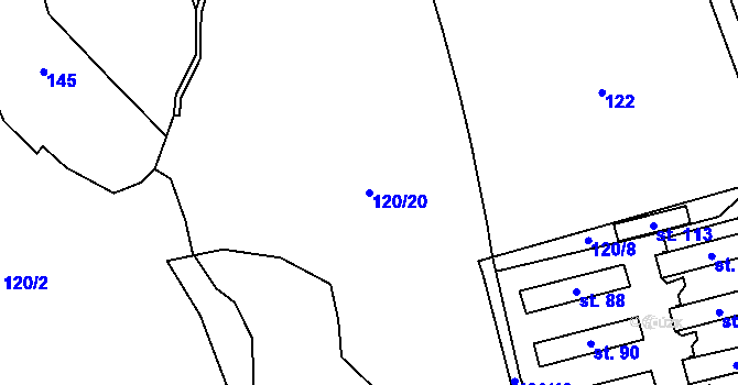 Parcela st. 120/20 v KÚ Nevid, Katastrální mapa