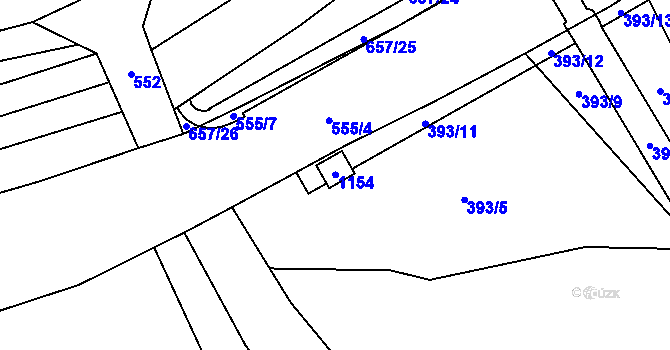 Parcela st. 153 v KÚ Nevojice, Katastrální mapa