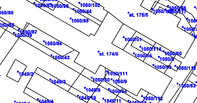Parcela st. 174/5 v KÚ Nevojice, Katastrální mapa