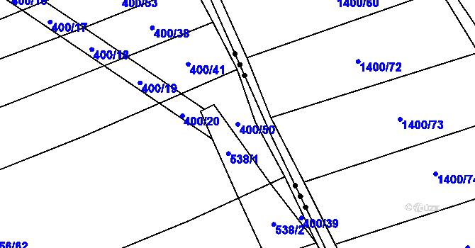 Parcela st. 400/50 v KÚ Nevojice, Katastrální mapa