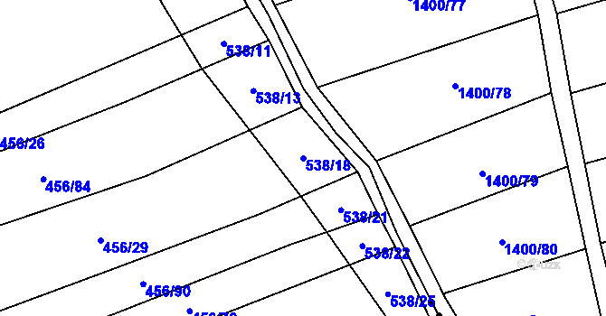 Parcela st. 538/18 v KÚ Nevojice, Katastrální mapa