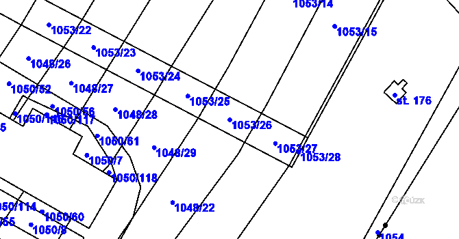 Parcela st. 1053/26 v KÚ Nevojice, Katastrální mapa