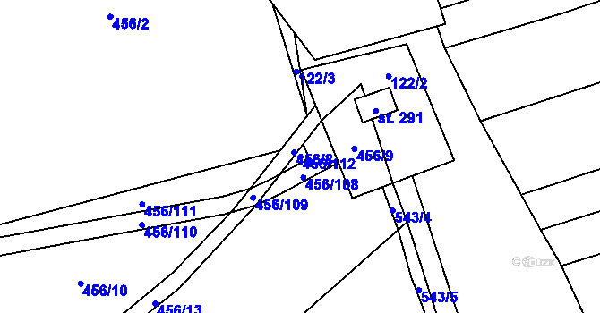 Parcela st. 456/112 v KÚ Nevojice, Katastrální mapa