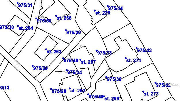 Parcela st. 975/33 v KÚ Nevojice, Katastrální mapa