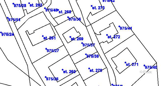 Parcela st. 975/37 v KÚ Nevojice, Katastrální mapa