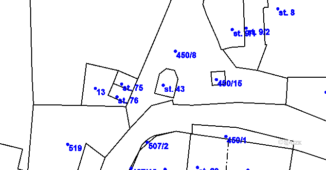 Parcela st. 43 v KÚ Nevolice, Katastrální mapa