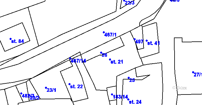 Parcela st. 26 v KÚ Nevolice, Katastrální mapa