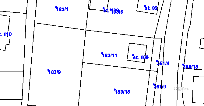 Parcela st. 183/11 v KÚ Nevolice, Katastrální mapa