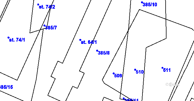 Parcela st. 385/8 v KÚ Nevolice, Katastrální mapa