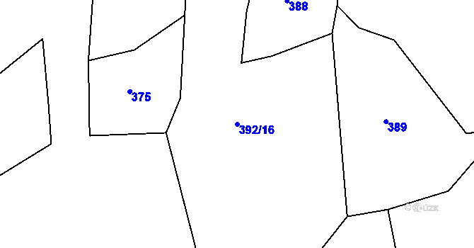 Parcela st. 392/16 v KÚ Nevolice, Katastrální mapa