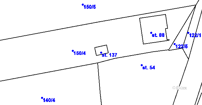 Parcela st. 137 v KÚ Nevolice, Katastrální mapa
