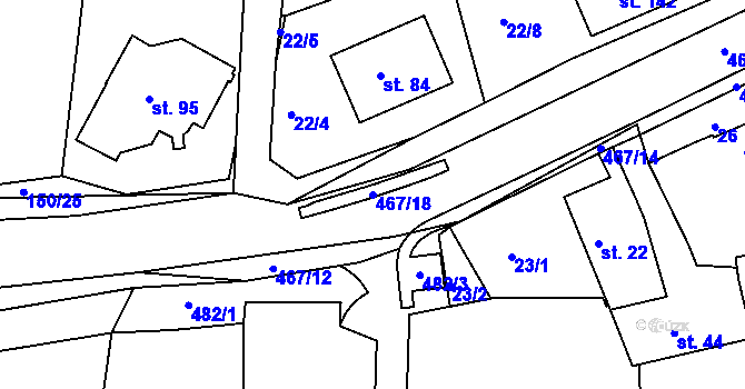 Parcela st. 467/18 v KÚ Nevolice, Katastrální mapa