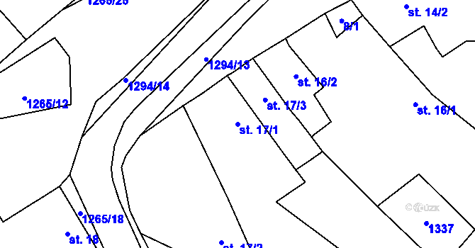 Parcela st. 17/1 v KÚ Nevřeň, Katastrální mapa