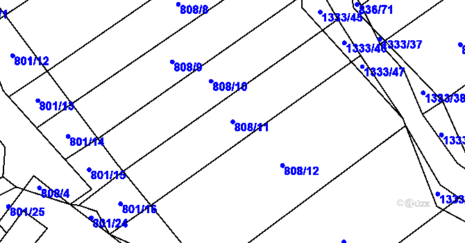 Parcela st. 808/11 v KÚ Nevřeň, Katastrální mapa