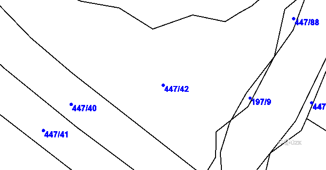 Parcela st. 447/42 v KÚ Nevřeň, Katastrální mapa