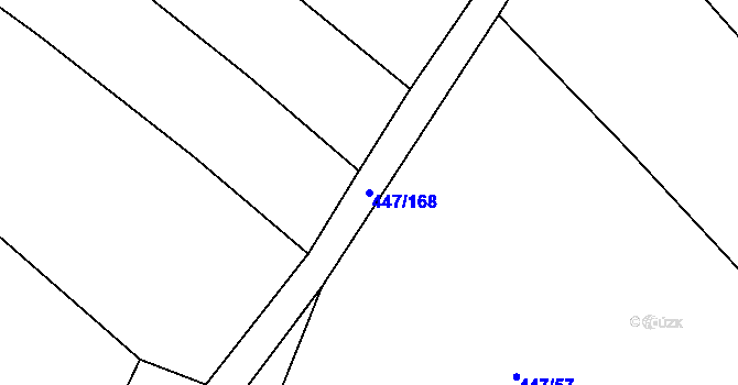 Parcela st. 447/168 v KÚ Nevřeň, Katastrální mapa