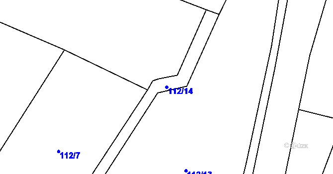 Parcela st. 112/14 v KÚ Nevřeň, Katastrální mapa