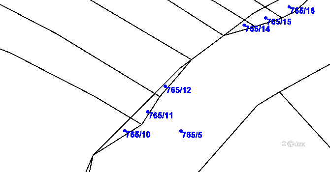 Parcela st. 765/12 v KÚ Nevřeň, Katastrální mapa