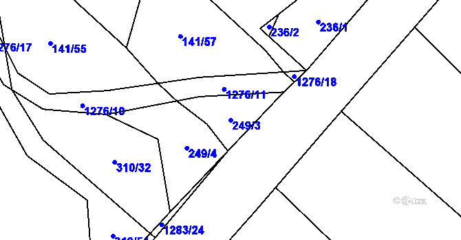 Parcela st. 249/3 v KÚ Nevřeň, Katastrální mapa