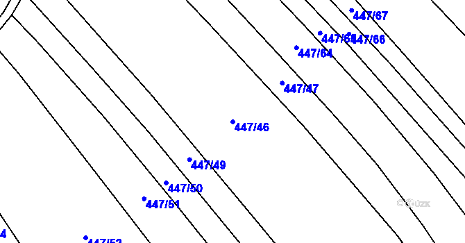 Parcela st. 447/46 v KÚ Nevřeň, Katastrální mapa