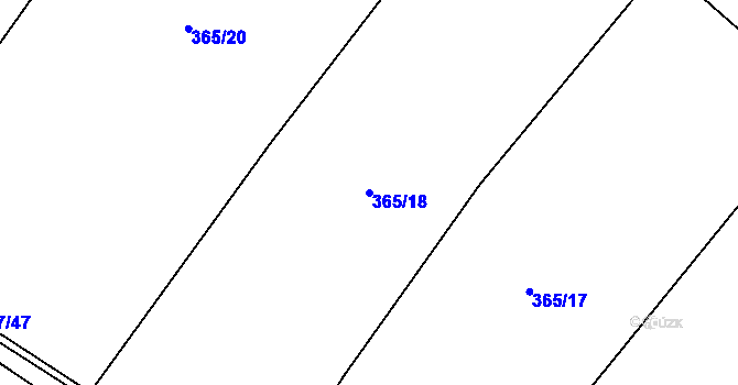 Parcela st. 365/18 v KÚ Nevřeň, Katastrální mapa