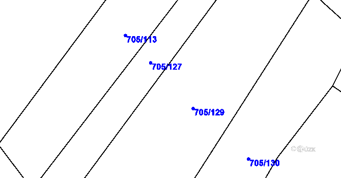 Parcela st. 705/128 v KÚ Nevřeň, Katastrální mapa