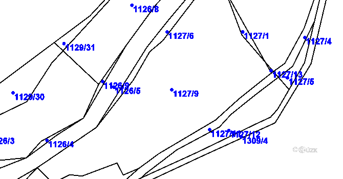 Parcela st. 1127/9 v KÚ Nevřeň, Katastrální mapa