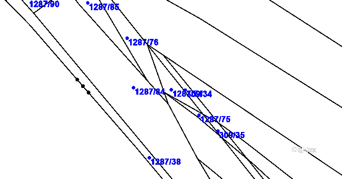 Parcela st. 1287/74 v KÚ Nevřeň, Katastrální mapa