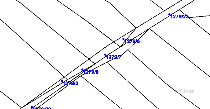 Parcela st. 1279/7 v KÚ Nevřeň, Katastrální mapa