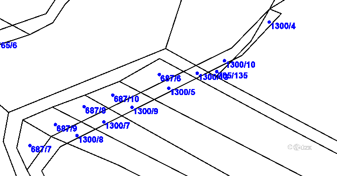 Parcela st. 1300/5 v KÚ Nevřeň, Katastrální mapa