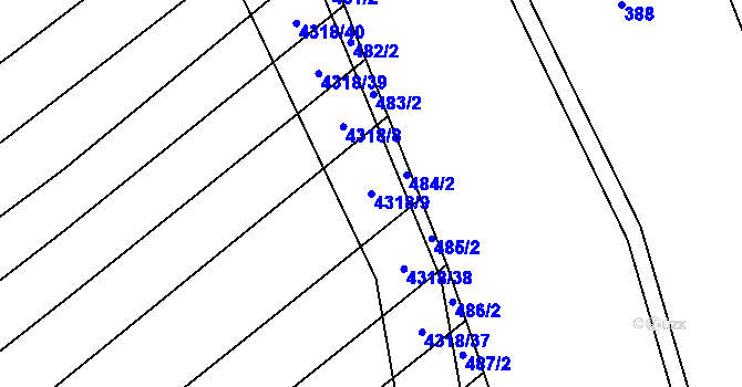 Parcela st. 4318/9 v KÚ Nevšová, Katastrální mapa