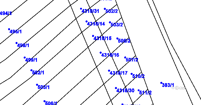 Parcela st. 4318/16 v KÚ Nevšová, Katastrální mapa