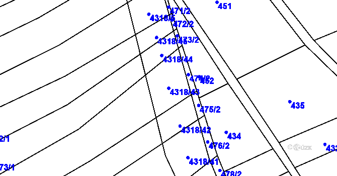 Parcela st. 4318/43 v KÚ Nevšová, Katastrální mapa