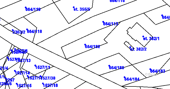 Parcela st. 664/182 v KÚ Nevšová, Katastrální mapa