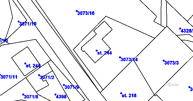 Parcela st. 244 v KÚ Nevšová, Katastrální mapa