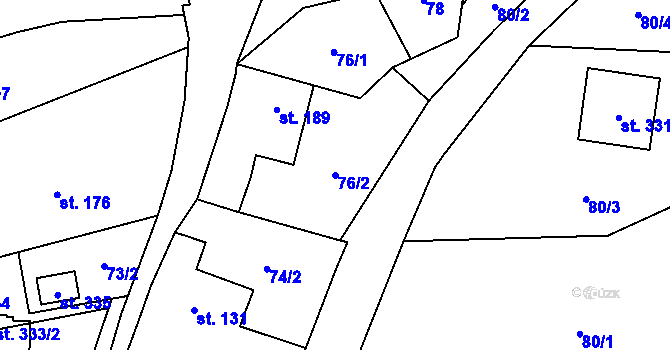 Parcela st. 76/2 v KÚ Nevšová, Katastrální mapa
