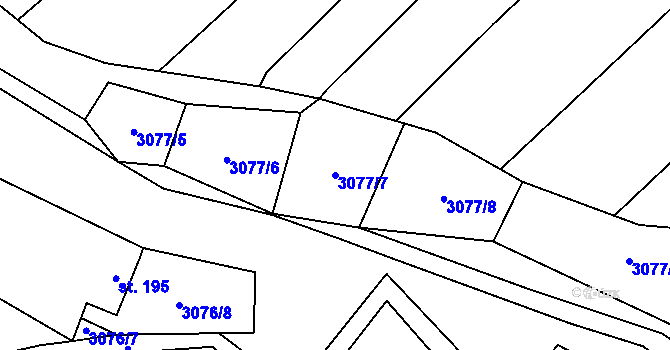 Parcela st. 3077/7 v KÚ Nevšová, Katastrální mapa