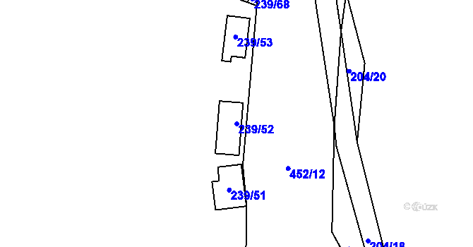 Parcela st. 239/52 v KÚ Nezabudice, Katastrální mapa