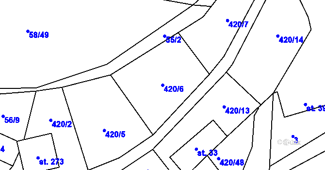 Parcela st. 420/6 v KÚ Nezabudice, Katastrální mapa