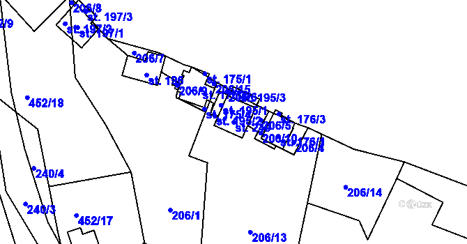 Parcela st. 249 v KÚ Nezabudice, Katastrální mapa