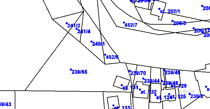 Parcela st. 452/6 v KÚ Nezabudice, Katastrální mapa