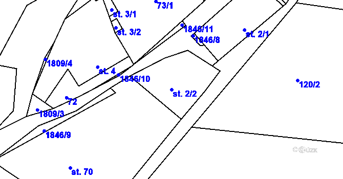 Parcela st. 2/2 v KÚ Nezamyslice u Horažďovic, Katastrální mapa