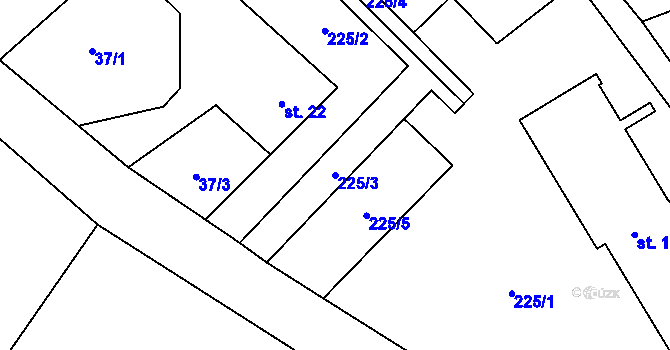 Parcela st. 225/3 v KÚ Nezamyslice u Horažďovic, Katastrální mapa