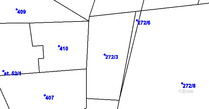 Parcela st. 272/3 v KÚ Nezamyslice u Horažďovic, Katastrální mapa