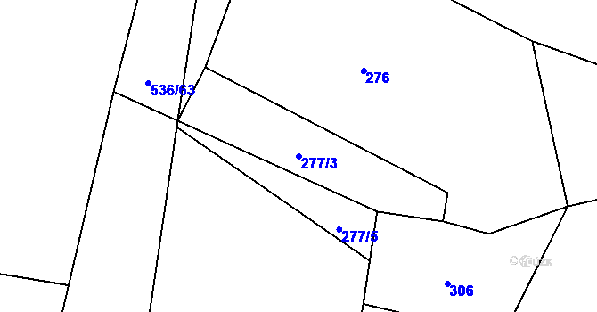Parcela st. 277/3 v KÚ Nezamyslice u Horažďovic, Katastrální mapa